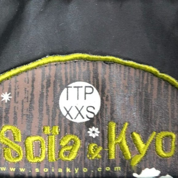 Soia  &  Kyo green brown houndstooth parka  fur trim hood XXS - Picture 5 of 7